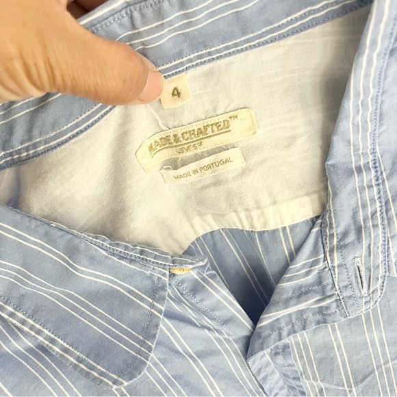 Levi’s Made & Crafted Blue White Striped Button Down Detailed Buttons Import 4 - Picture 2 of 10